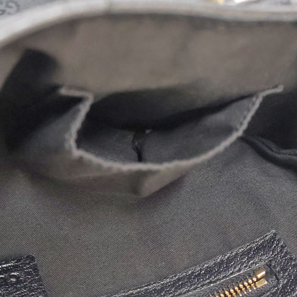 Gucci Tote Bag GG Canvas Leather Black